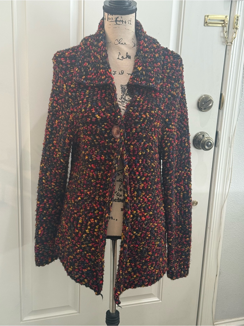 Chico's Vintage Colorful Slub Yarn Knit Chunky Sweater Cardigan - 1 (XS/S)